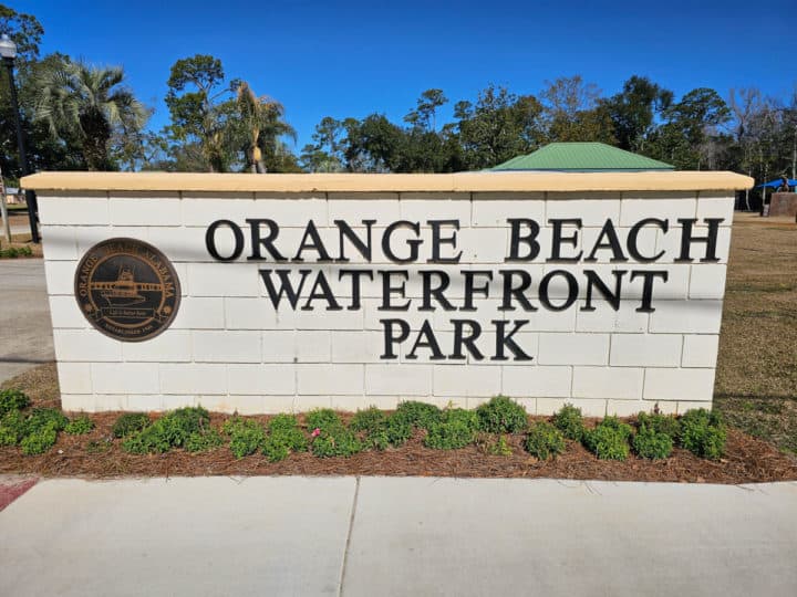 Entrance Sign Waterfront Park Orange Beach AL 720x540